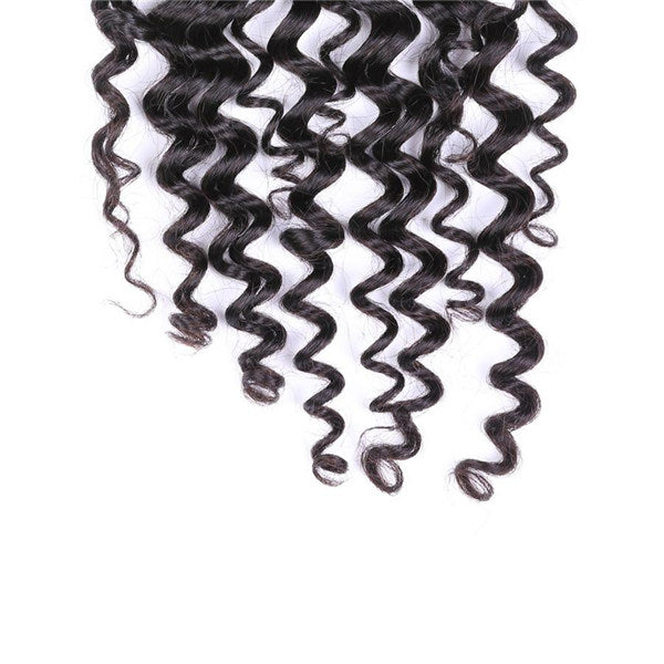 Deep Wave Virgin Human Hair 3 Bundles With 4x4 Lace Closure