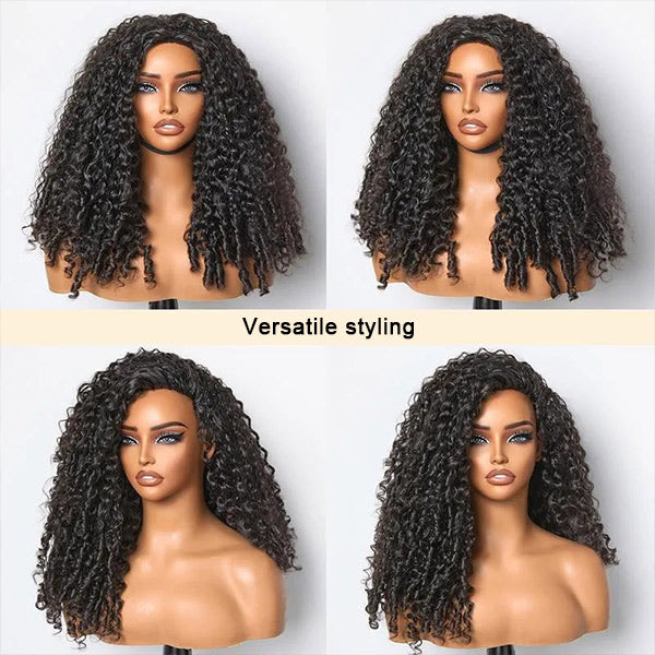 3 In 1 Half Wig | Burmese Curly Glueless Wear Go Half Wig With Elastic Drawstring Seamless Flip Over Wig