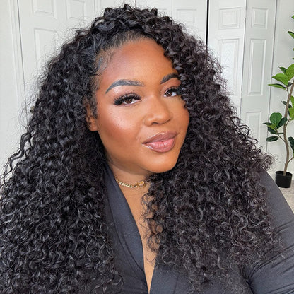 3 In 1 Half Wig | Burmese Curly Glueless Wear Go Half Wig With Elastic Drawstring Seamless Flip Over Wig