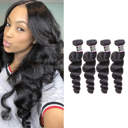 4 Bundles Loose Wave Human Virgin Hair Natural Black