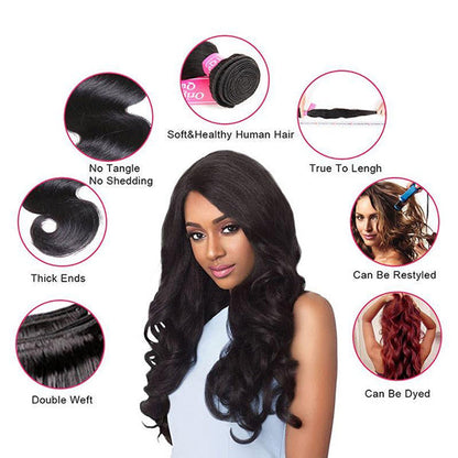Body Wave Unprocessed Virgin Human Hair Bundles 1/3/4 Pcs