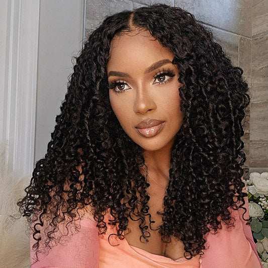 OQ HAIR Burmese Curly Glueless Wigs Elastic Drawstring Snug Fit Wear Go Wigs With Finger Coils Ends