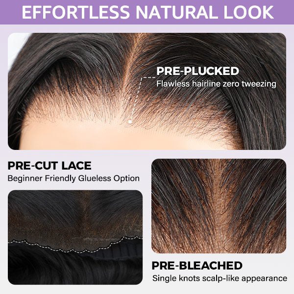 OQ HAIR Glueless Layered Cut Yaki Straight Wear Go Wig Pre-Cut 9x6 T Part Lace Bob Wig With Elastic Drawstring