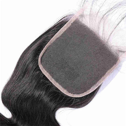 Body Wave Virgin Human Hair 3 Bundles With 4x4 Lace Closure