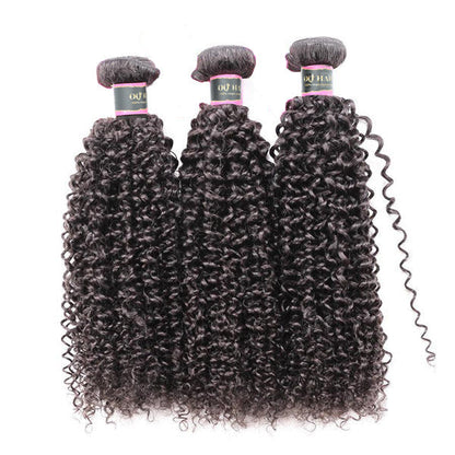 Kinky Curly Virgin Human Hair 3 Bundles With 4x4 Lace Closure