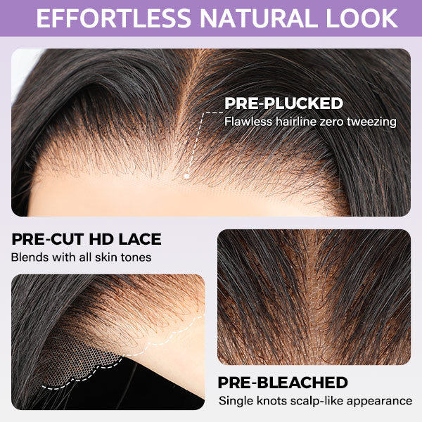 OQ HAIR M-Cap Layered Cut Bleached Mini Knots 9x6 Lace Body Wave Wear Go Glueless Wig With Curtain Bangs