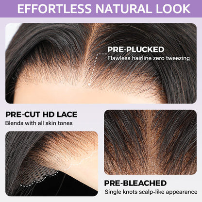 OQ HAIR M-Cap Layered Cut Bleached Mini Knots 9x6 Lace Body Wave Wear Go Glueless Wig With Curtain Bangs