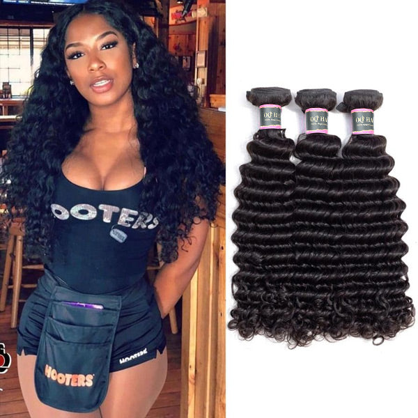 Deep Wave Unprocessed Virgin Human Hair Bundles 1/3/4 Pcs