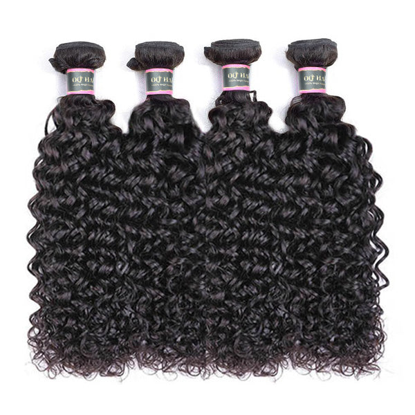 4 Bundles Water Wave Human Virgin Hair Natural Black
