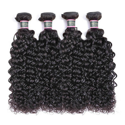 4 Bundles Water Wave Human Virgin Hair Natural Black