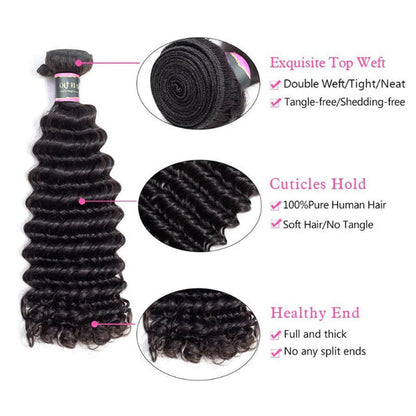 Deep Wave Unprocessed Virgin Human Hair Bundles 1/3/4 Pcs