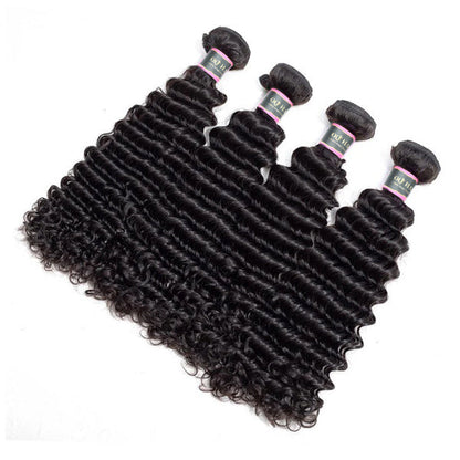 4 Bundles Deep Wave Human Virgin Hair Natural Black