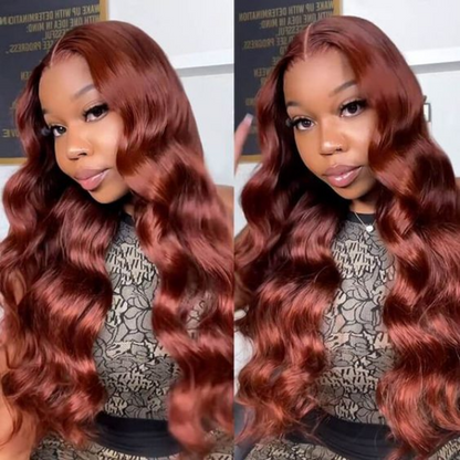 Body Wave Hair Reddish Brown Color Wear Go Glueless Wig 7x5 Pre-cut Lace Wig Preplucked with Natural Hairline