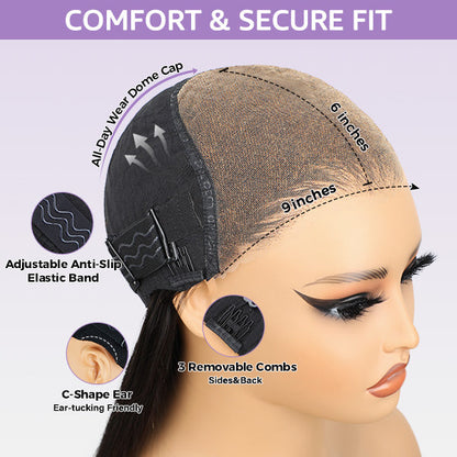 OQ HAIR M-Cap Layered Cut Bleached Mini Knots 9x6 Lace Body Wave Wear Go Glueless Wig With Curtain Bangs