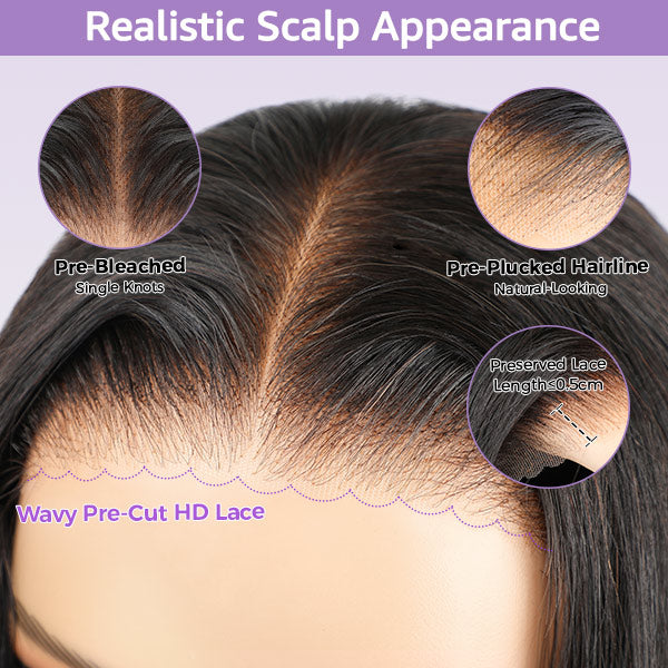 OQHAIR Wand Curl Wear Go Glueless Wig 7x5 HD Lace Pre Cut Lace 100% Glueless Wig Preplucked with Natural Hairline