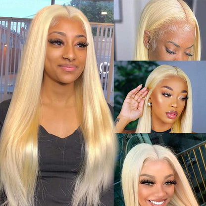 Straight 613 Blonde Color Bundles with 13x4 Lace Frontal Human Virgin Hair Pack