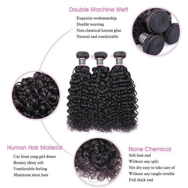 Water Wave Unprocessed Virgin Human Hair Bundles 1/3/4 Pcs