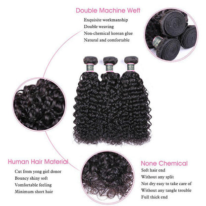 Water Wave Unprocessed Virgin Human Hair Bundles 1/3/4 Pcs