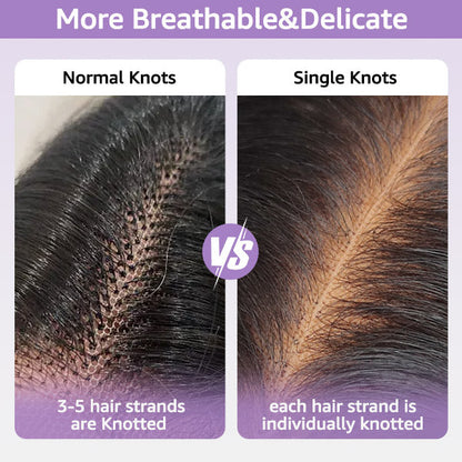 OQHAIR 100% Glueless Wear Go Wig Pre-cut Lace Undetectable 7x5 HD Lace Wigs Preplucked with Natural Hairline Bleached Knots Human Hair Wigs