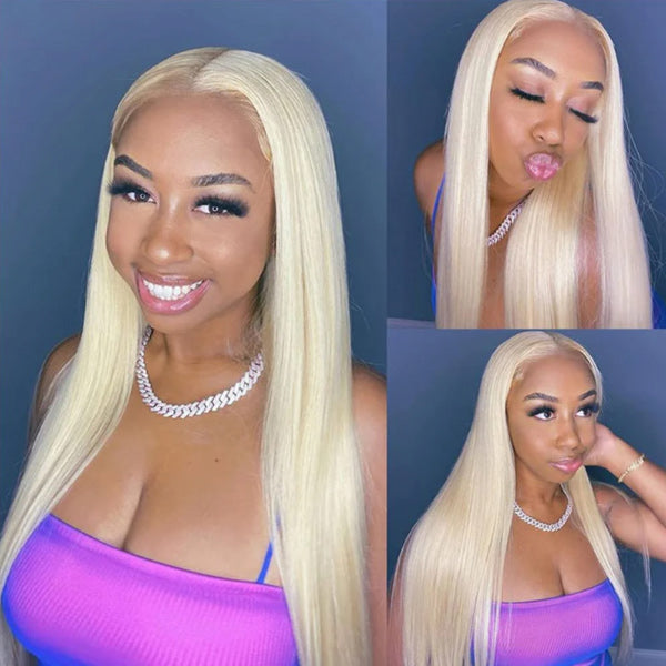 Straight 613 Blonde Color Bundles with 13x4 Lace Frontal Human Virgin Hair Pack