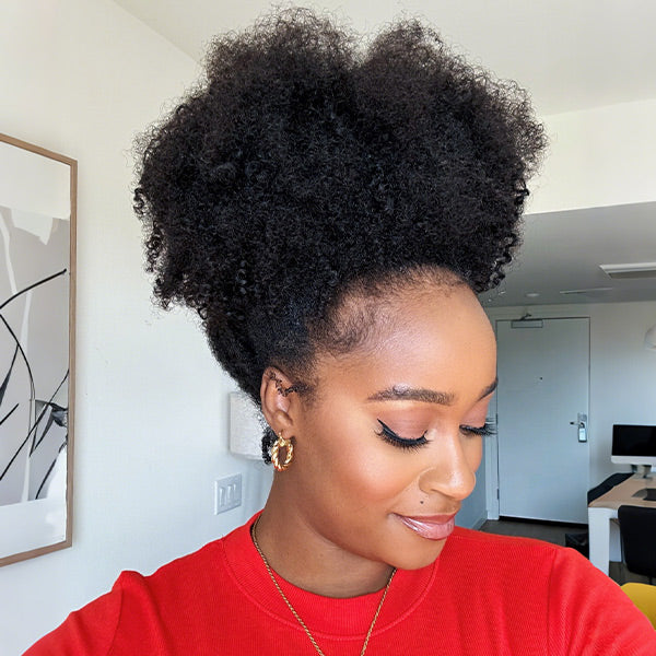 3 In 1 Half Wig | Afro Curly Flexible Fit Wear Go Half Wig With Drawstring Natural Hairline Beginner Friendly