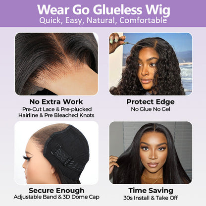 OQHAIR 100% Glueless Wear Go Wig Pre-cut Lace Undetectable 7x5 HD Lace Wigs Preplucked with Natural Hairline Bleached Knots Human Hair Wigs