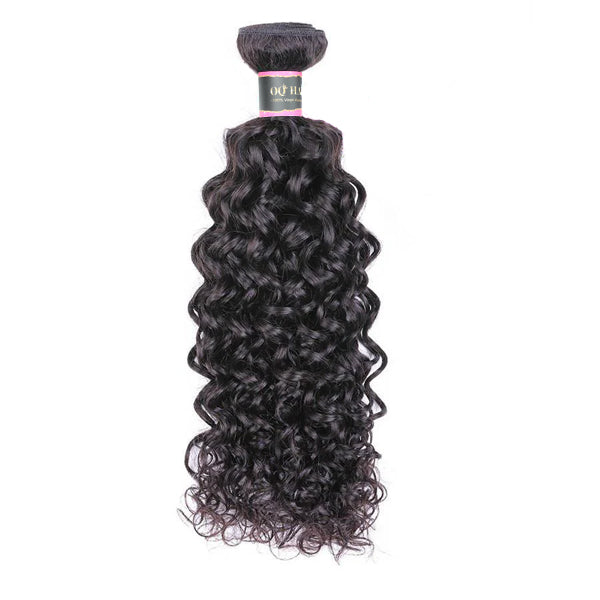 Water Wave Human Hair 3 Bundles with 13*4 Lace Frontal Natural Black