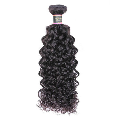 Water Wave Human Hair 3 Bundles with 13*4 Lace Frontal Natural Black