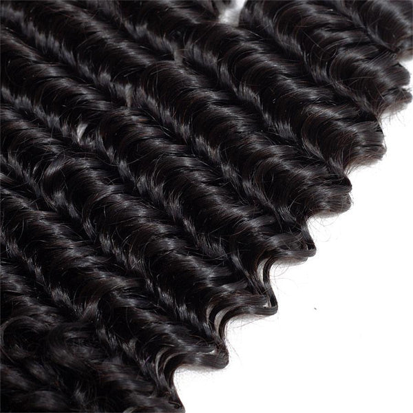 4 Bundles Deep Wave Human Virgin Hair Natural Black