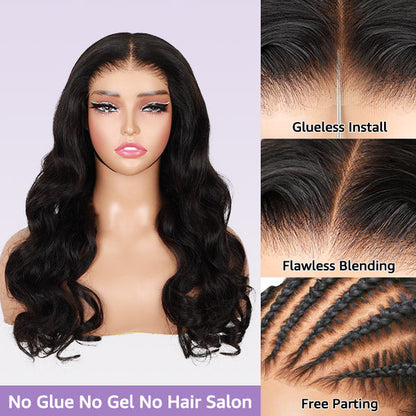 OQHAIR Body Wave Hair Wear & Go Glueless Wigs 7x5 Pre Cut HD Lace Closure Wigs With Pre Plucked Nautral Hairline