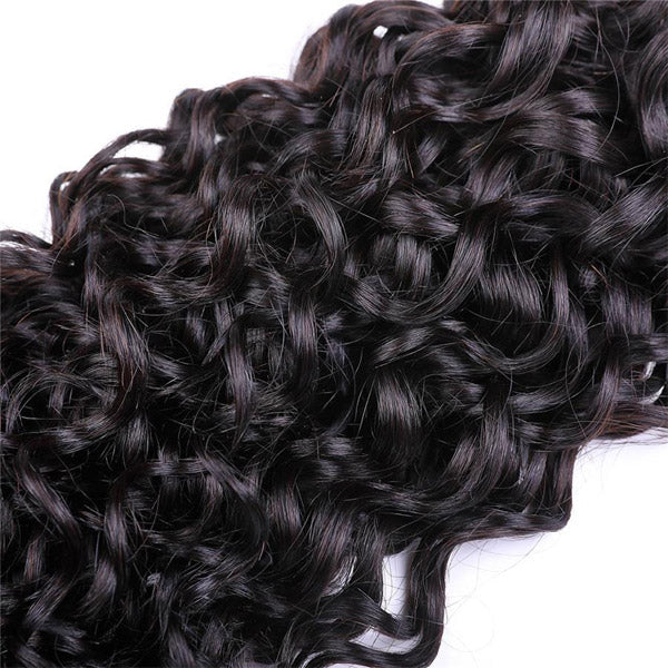 Water Wave Human Hair 3 Bundles with 13*4 Lace Frontal Natural Black