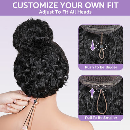 OQ HAIR Glueless Layered Cut Yaki Straight Wear Go Wig Pre-Cut 9x6 T Part Lace Bob Wig With Elastic Drawstring