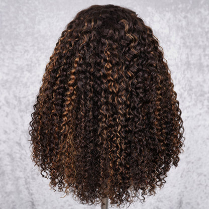 3 In 1 Half Wig | Water Wave Glueless Balayage Highlight Ombre Brown Wear Go Half Wig