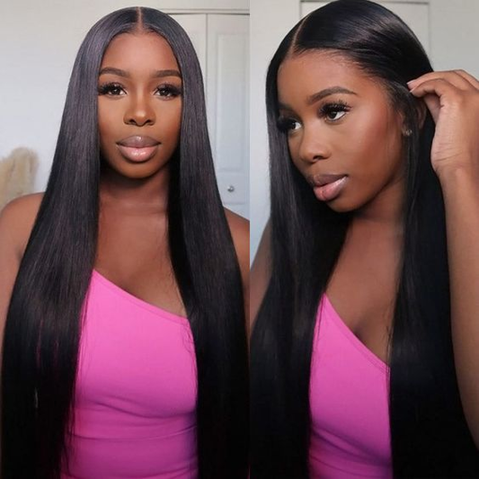 OQHAIR Straight Pre-Bleached Knots Elastic Drawstring Wear Go Glueless Wigs Pre Cut Lace 7x5 HD Lace Closure Wigs