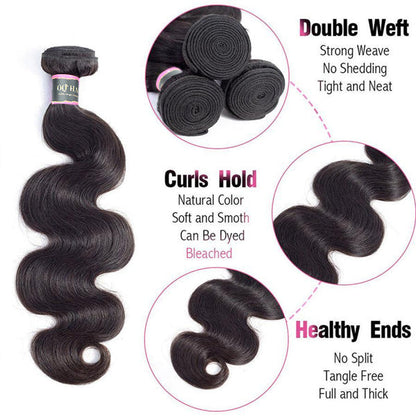 4 Bundles Body Wave Human Virgin Hair Natural Black