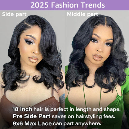 OQ HAIR Side Part Pre Style MCap 9x6 HD Lace Body Wave Curls Wig Pre-Everything Lace Frontal Wig Put On and Go Glueless Wig