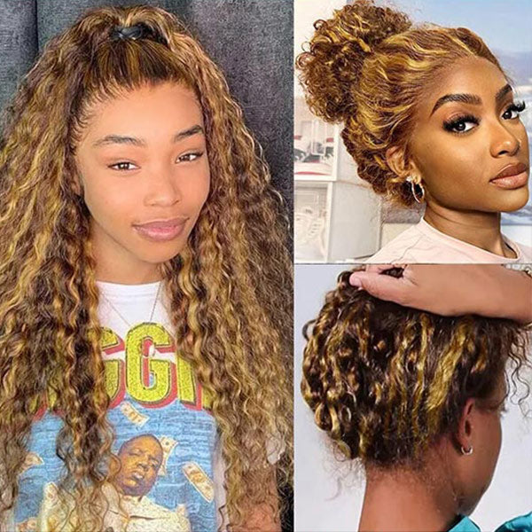 OQ HAIR Water Wave Invisi-Drawstring Flexible Fit 360 Lace Frontal Glueless Wig With Bleached Knots