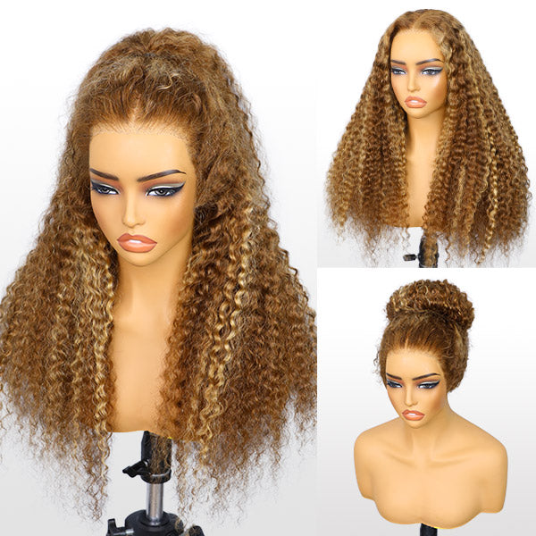 OQ HAIR Water Wave Invisi-Drawstring Flexible Fit 360 Lace Frontal Glueless Wig With Bleached Knots