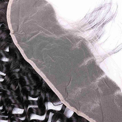 Water Wave Human Hair 3 Bundles with 13*4 Lace Frontal Natural Black