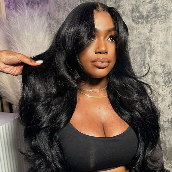 OQ HAIR M-Cap Layered Cut Bleached Mini Knots 9x6 Lace Body Wave Wear Go Glueless Wig With Curtain Bangs