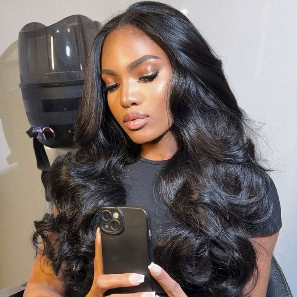 OQ HAIR M-Cap Layered Cut Bleached Mini Knots 9x6 Lace Body Wave Wear Go Glueless Wig With Curtain Bangs