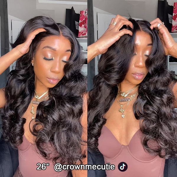 OQ HAIR M-Cap Layered Cut Bleached Mini Knots 9x6 Lace Body Wave Wear Go Glueless Wig With Curtain Bangs