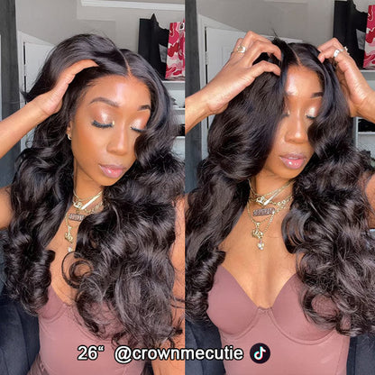 OQ HAIR M-Cap Layered Cut Bleached Mini Knots 9x6 Lace Body Wave Wear Go Glueless Wig With Curtain Bangs