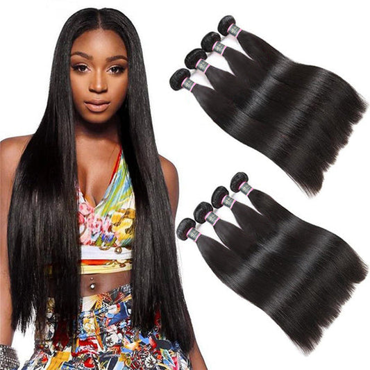 4 Bundles Straight Human Virgin Hair Natural Black