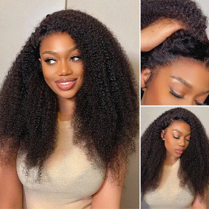 3 In 1 Half Wig | Afro Curly Flexible Fit Wear Go Half Wig With Drawstring Natural Hairline Beginner Friendly