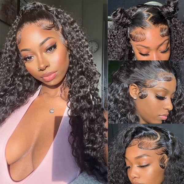 OQ HAIR Deep Wave Invisi-Drawstring 360 Lace Glueless Wig Bleached Knots Wear Go Wig