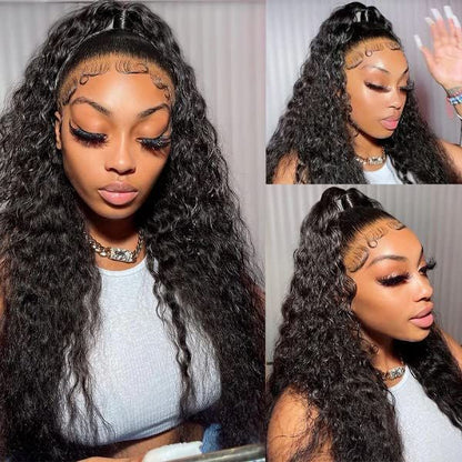 OQ HAIR Deep Wave Invisi-Drawstring 360 Lace Glueless Wig Bleached Knots Wear Go Wig