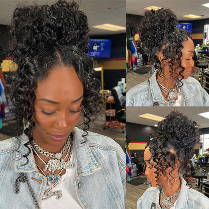 OQ HAIR Deep Wave Invisi-Drawstring 360 Lace Glueless Wig Bleached Knots Wear Go Wig