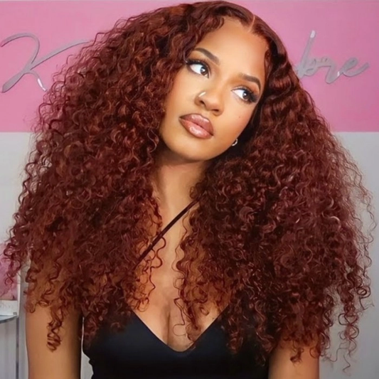 Glueless Color Wigs Water Wave Reddish Brown Color Wear Go Glueless Wig Preplucked Pre-cut 7x5 Lace Wig