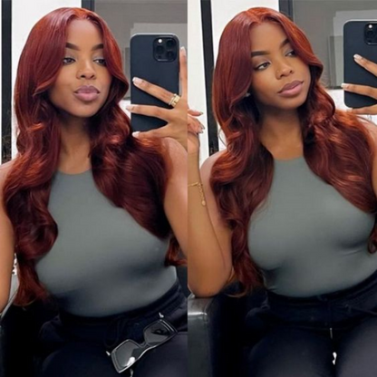 Straight Hair Reddish Brown Color Wear Go Glueless Wig Pre-cut 7x5 Lace Wig Preplucked With Natural Hairline
